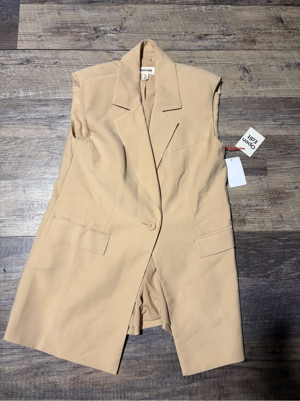 Open Edit Beige Sleeveless Tailored Jumpsuit Vest